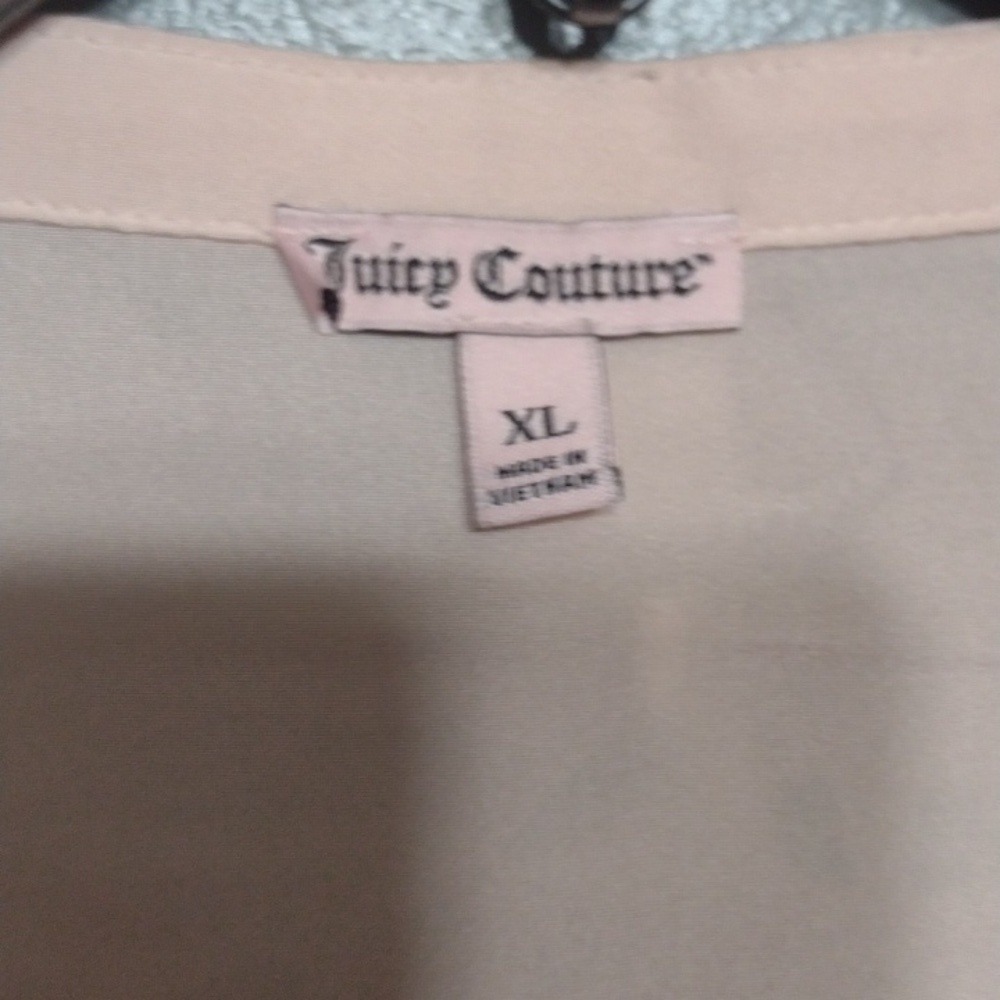 Juicy Couture | Pink Rhinestone Satin Embellished U Neck Cold Shoulder Top XL - Picture 4 of 9